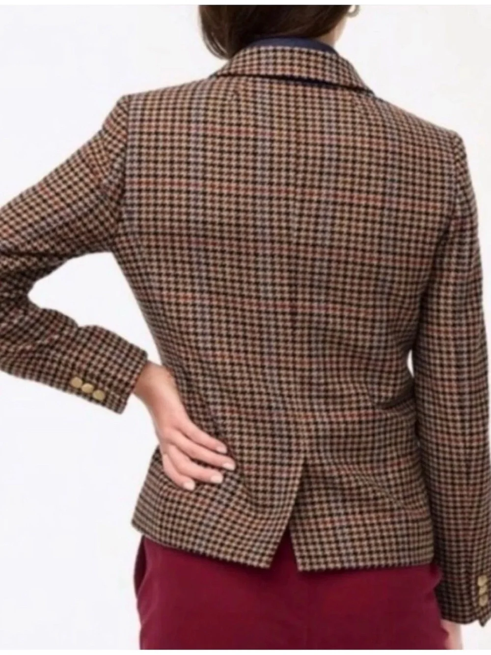 J.Crew Houndstooth Schoolboy Blazer in Camel Multi Houndstooth 0~ Excellent